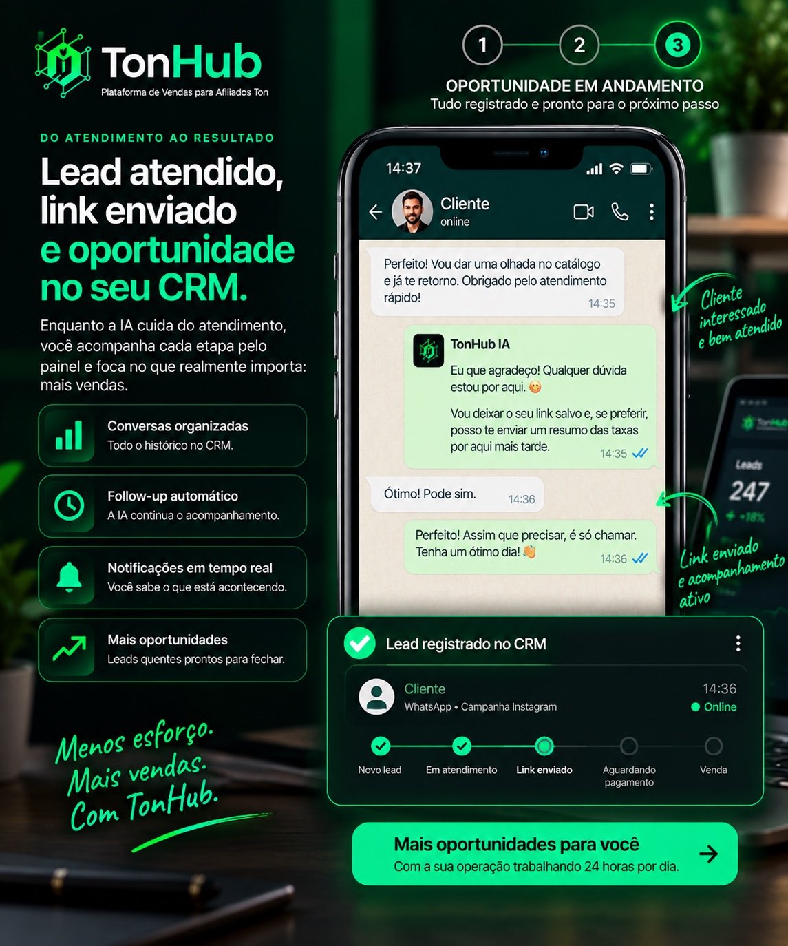 Etapa 3: a oportunidade fica registrada no CRM para acompanhamento